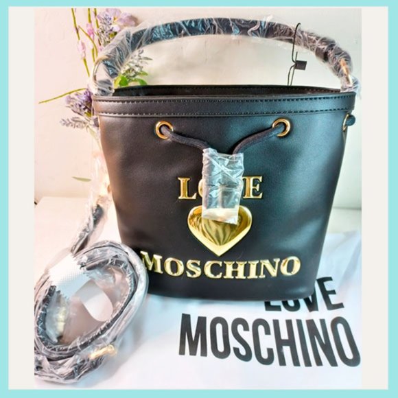 Love Moschino Handbags - Love Moschino Black & Gold Heart Crossbody Purse, Love Moschino bag